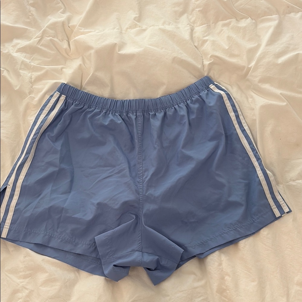Adidas Blue Athletic Shorts with Classic Stripes